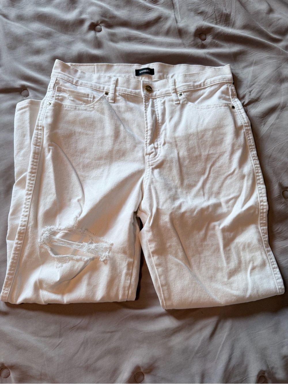Express White Distressed Jeans